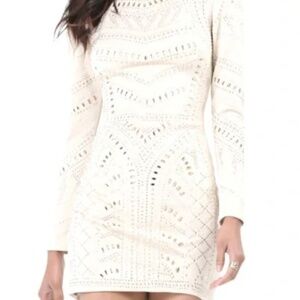 Off-White Cutout Overlay Bodycon Dress, Size Small